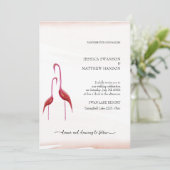 Exotic Golden Pink Flamingo Einladung (Stehend Vorderseite)
