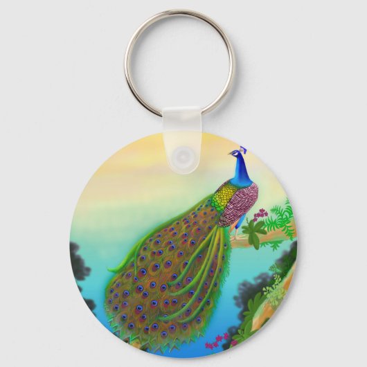 Exotic Green Peacock Schlüsselanhänger (Vorderseite)