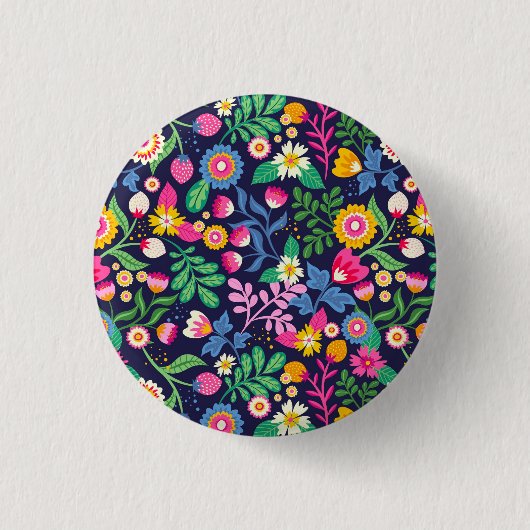 Exotic Hand Painted Floral Pattern-48330 Button (Vorderseite)