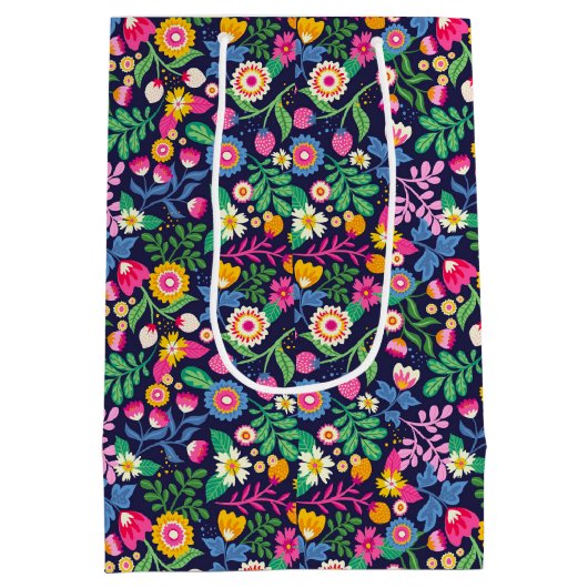 Exotic Hand Painted Floral Pattern-48330 Mittlere Geschenktüte (Rückseite)