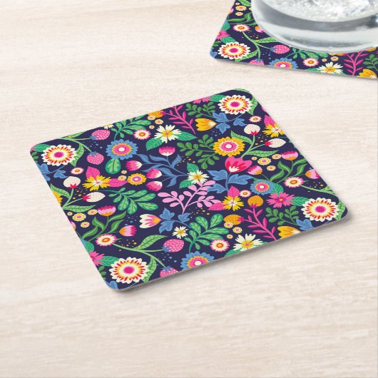 Exotic Hand Painted Floral Pattern-48330 Rechteckiger Pappuntersetzer (angewinkelt)