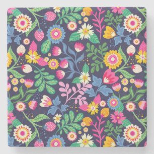 Exotic Hand Painted Floral Pattern-48330 Steinuntersetzer