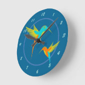 Exotic Hummingbirds Blue Runde Wanduhr (Winkel)