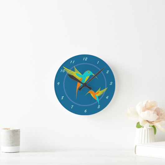 Exotic Hummingbirds Blue Runde Wanduhr (Zuhause)