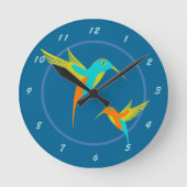 Exotic Hummingbirds Blue Runde Wanduhr (Vorderseite)