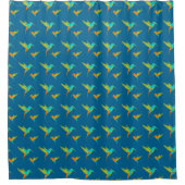 Exotic Hummingbirds Pattern Blau Duschvorhang (Vorderseite)
