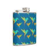 Exotic Hummingbirds Pattern Blau Flachmann (Rechts)