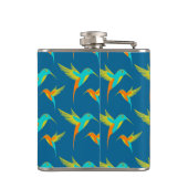 Exotic Hummingbirds Pattern Blau Flachmann (Rückseite)