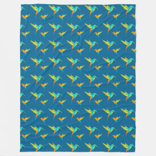 Exotic Hummingbirds Pattern Blau Fleecedecke (Vorderseite)