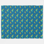 Exotic Hummingbirds Pattern Blau Fleecedecke (Vorderseite (Horizontal))