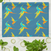 Exotic Hummingbirds Pattern Blau  Geschirrtuch (Gefaltet)