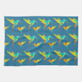 Exotic Hummingbirds Pattern Blau  Geschirrtuch (Horizontal)