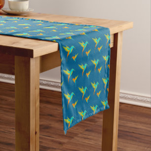 Exotic Hummingbirds Pattern Blau Kurzer Tischläufer