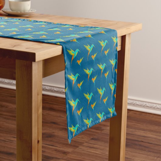 Exotic Hummingbirds Pattern Blau Kurzer Tischläufer (Beispiel)