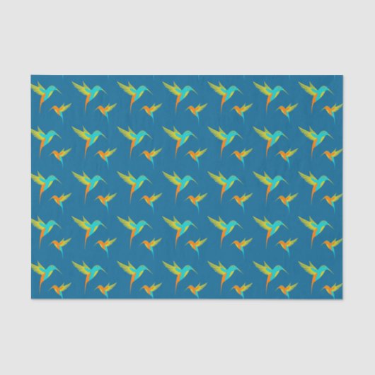 Exotic Hummingbirds Pattern Blau Seidenpapier (Vorderseite)