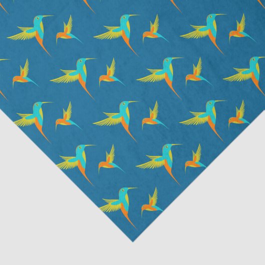 Exotic Hummingbirds Pattern Blau Seidenpapier (Ausschnitt)