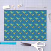 Exotic Hummingbirds Pattern Blau Seidenpapier (Handwerk)