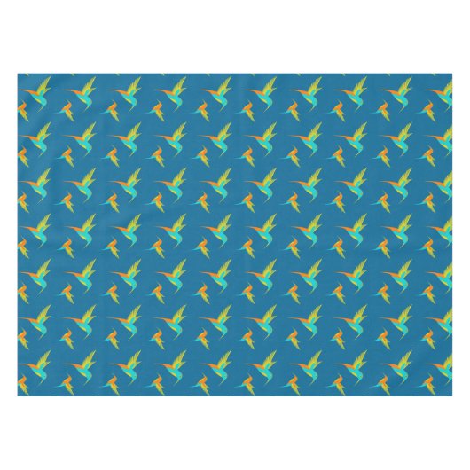 Exotic Hummingbirds Pattern Blau Tischdecke (Vorderseite (Horizontal))