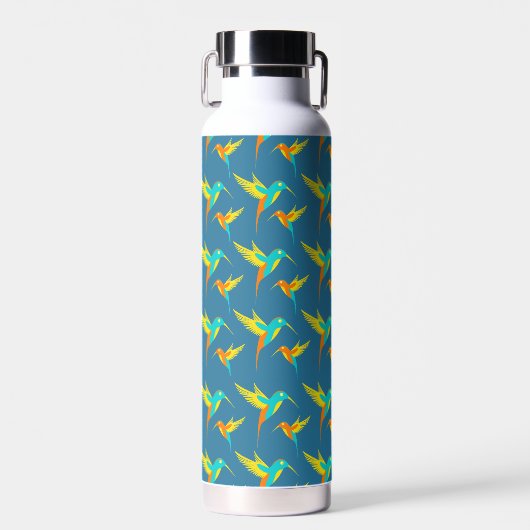 Exotic Hummingbirds Pattern Blau Trinkflasche (Vorne)