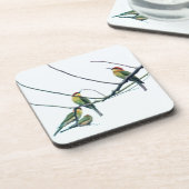Exotic Indian kerala Bee-Eater Birds on Branch Getränkeuntersetzer (Linke Seite)