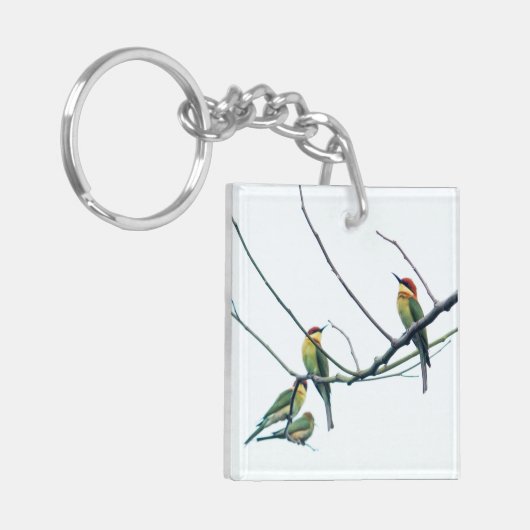 Exotic Indian kerala Bee-Eater Birds on Branch Schlüsselanhänger (Vorderseite links)