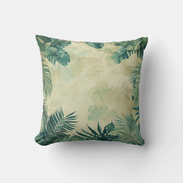 Exotic Island Palm Leaf Muster Kissen (Vorderseite)