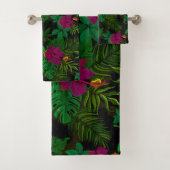 Exotic jungle night orchids pattern badhandtuch set (Insitu)