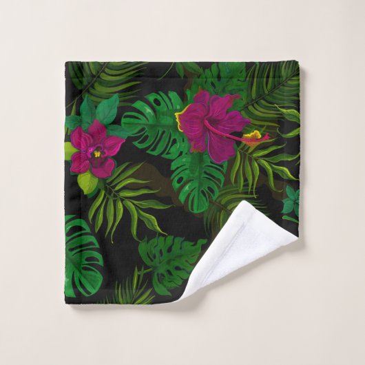 Exotic jungle night orchids pattern badhandtuch set (Waschlappen)