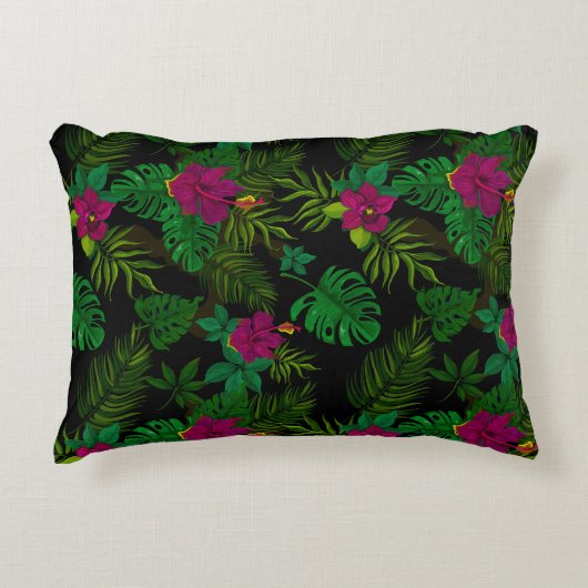 Exotic jungle night orchids pattern dekokissen (Vorderseite)