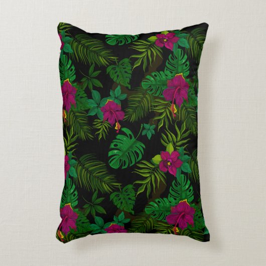Exotic jungle night orchids pattern dekokissen (Vorderseite(Vertikal))