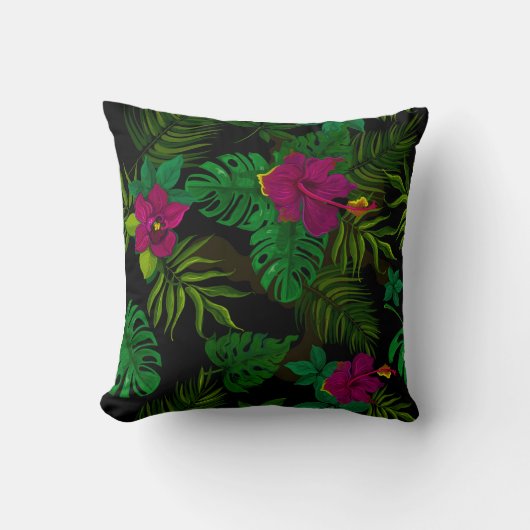 Exotic jungle night orchids pattern kissen (Vorderseite)