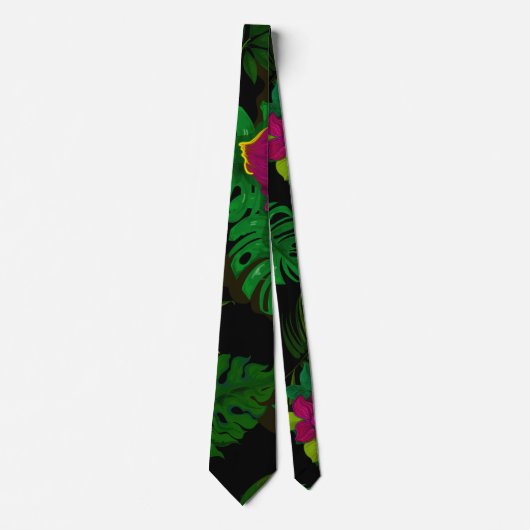 Exotic jungle night orchids pattern krawatte (Vorderseite)