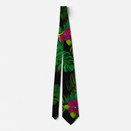 Exotic jungle night orchids pattern krawatte (Rückseite)