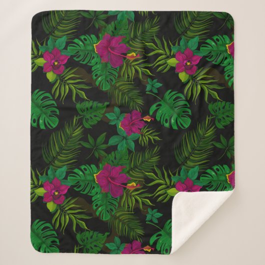 Exotic jungle night orchids pattern sherpadecke (Vorderseite)