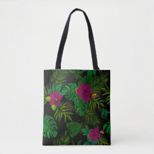 Exotic jungle night orchids pattern tasche