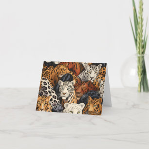 Exotic Jungle Safari Wilde Katzen Blankokarte Feiertagskarte