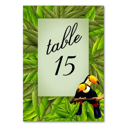 Exotic Jungle Toucan Tischnummer (Vorderseite)