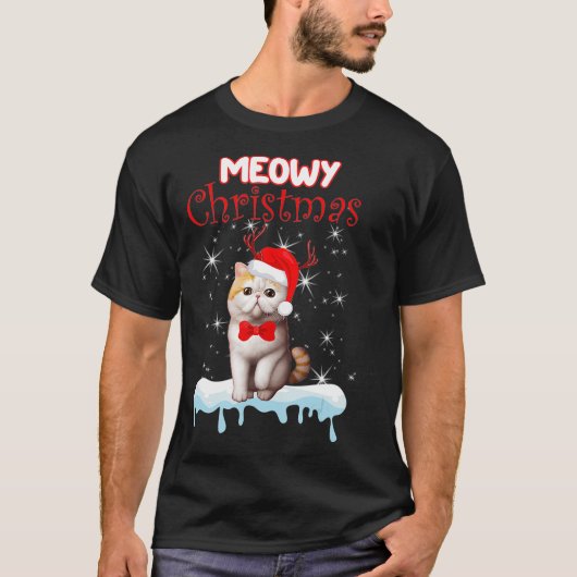 Exotic Kurzhaar Weihnachten Niedliche Katzenbaum p T-Shirt (Vorderseite)