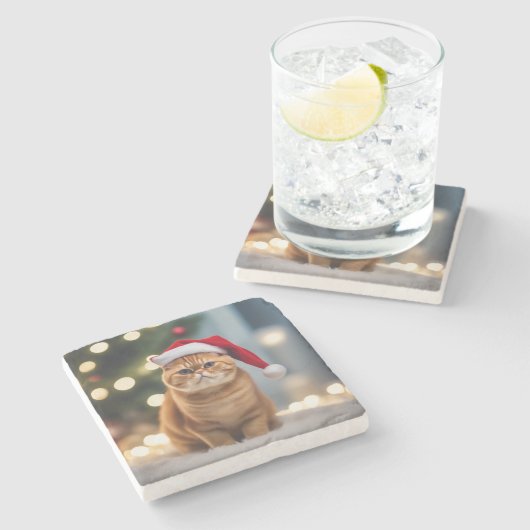 Exotic Kurzweihnachtsfest Steinuntersetzer (Seitenansicht)