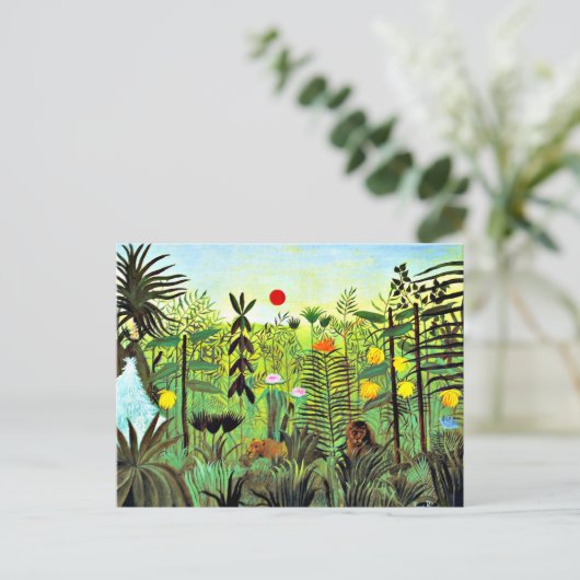 Exotic Landscape with Lion and Lioness, Postkarte (Stehend Vorderseite)