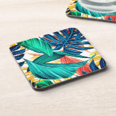 Exotic Leaf Print Getränkeuntersetzer (Linke Seite)