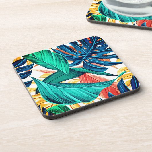 Exotic Leaf Print Getränkeuntersetzer (Linke Seite)