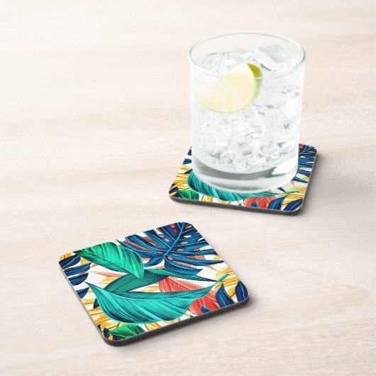 Exotic Leaf Print Getränkeuntersetzer (Rechte Seite)