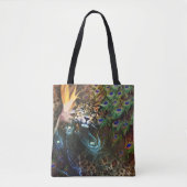 Exotic Leopard und Peacock Feather Safari Tasche (Vorderseite)