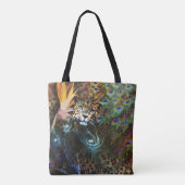 Exotic Leopard und Peacock Feather Safari Tasche (Rückseite)
