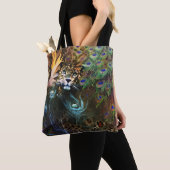 Exotic Leopard und Peacock Feather Safari Tasche (Von Nahem)