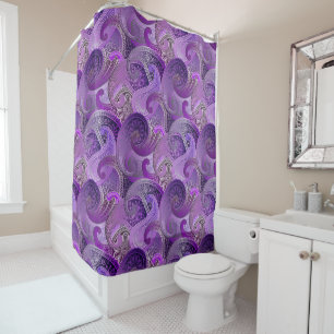 Exotic Lila Paisley Boho Damask Muster Duschvorhang