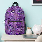 Exotic Lila Paisley Pattern mit Ihrem Namen Bedruckter Rucksack