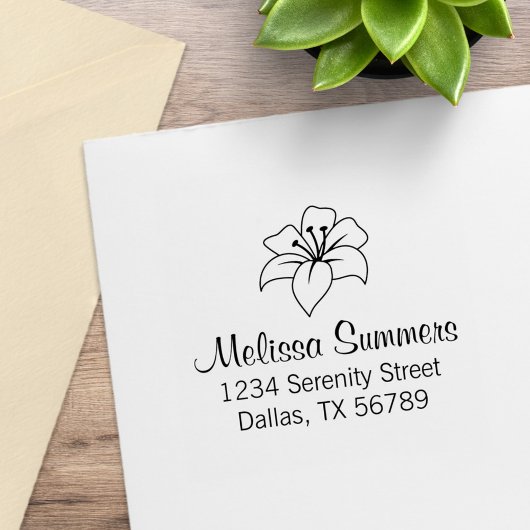 Exotic Lily Blume Address Gummistempel