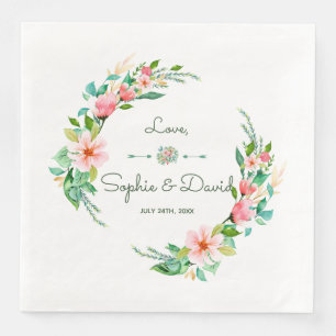 Exotic Luau Tropical Watercolor Floral Wedding Serviette